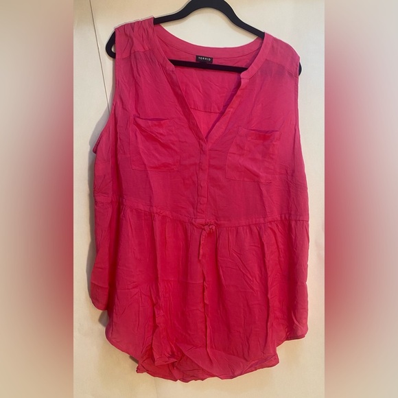 torrid Tops - Torrid Woman's Pink Rayon Tank Top Drawstring on waist Size‎ 1